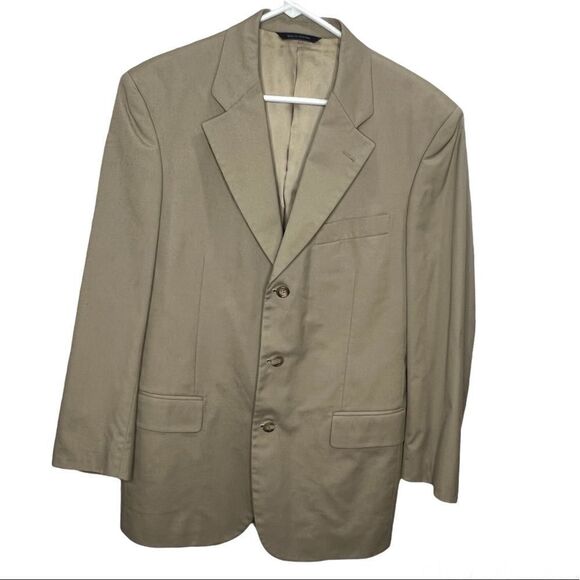 Brook Brothers Men Regent Fit Blazer Beige Jacket Sz 39R, 33W Padded Shoulders - Picture 1 of 15